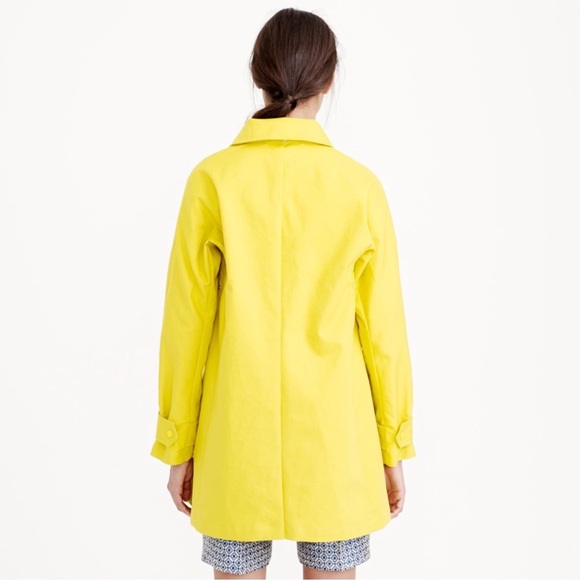 J.CREW Swing Trench Coat in yellow cotton, detachable hood, pockets Sz M NEW - Picture 4 of 16